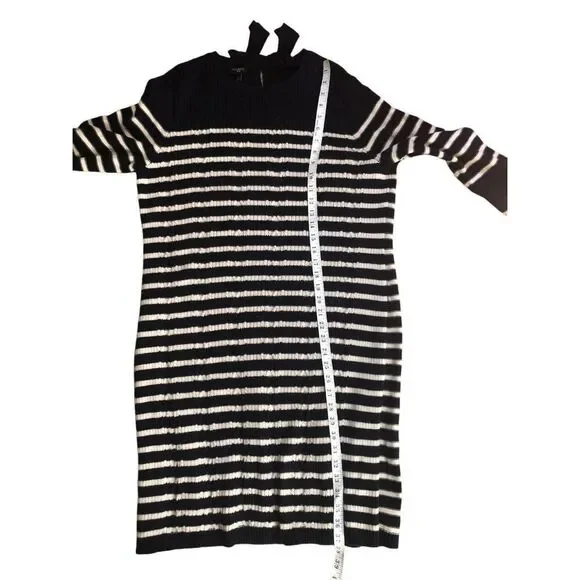 Navy sailor Talbots Navy Blue Ivory Cable Knit Wool Blend Sweater Dress Petite / - Picture 11 of 14